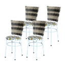 Ver imagem 1 de Conjunto 4 Cadeiras Branca para Cozinha Hawai Cappuccino Premium com Assento Estampado:floral Orquíd
