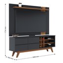 Ver imagem 3 de Conjunto Painel de Tv Eldorado até 70 Polegadas + Bancada Luciara c/ Nichos Garrafeiros Preto Fosco/