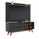 Ver imagem 1 de Conjunto Painel de Tv Eldorado até 70 Polegadas + Bancada Luciara c/ Nichos Garrafeiros Preto Fosco/