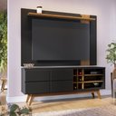 Ver imagem 2 de Conjunto Painel de Tv Eldorado até 70 Polegadas + Bancada Luciara c/ Nichos Garrafeiros Preto Fosco/
