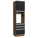 Ver imagem 1 de Torre Quente Armário de Cozinha 60 cm 1 Porta 3 Gavetas Rustic/Preto Glamy Madesa