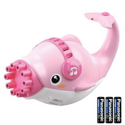 Kit 1 Golfinho Bolha Sabão Criança Infantil+ 3 Pilha Rosa 10 - 1
