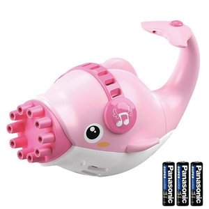 Kit 1 Golfinho Bolha Sabão Criança Infantil+ 3 Pilha Rosa 10