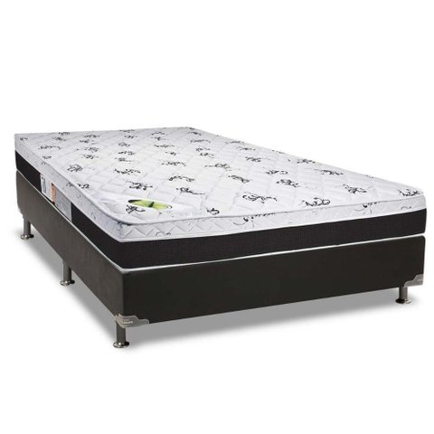 Cama Box Casal: Colchão Anatômico Luckspuma D33/ag65 Aspen 50 + Base Crc Suede Black(138x188)