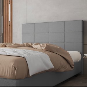 Cabeceira Estofada Casal 140 Cm Marte Corino Cinza Skybox