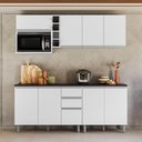 Ver imagem 1 de Cozinha Modulada Compacta com Garrafeiro 7 Peças 200cm Evidence Poliman Móveis