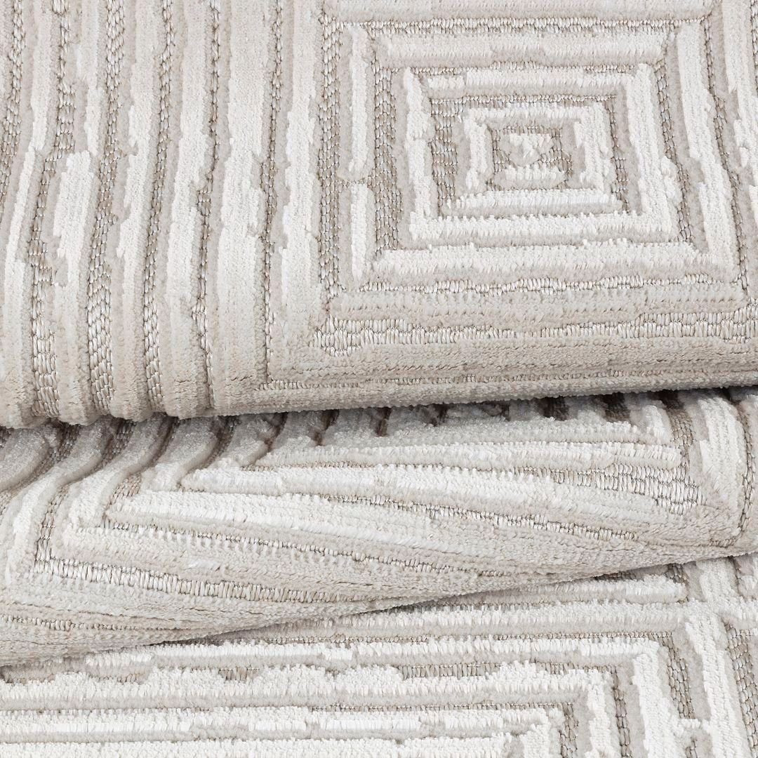 Tapete Sala Geometrico Relevo 2,0 X 2,50 Bege - 3