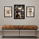 Ver imagem 1 de Set 3 Quadros Cantinho do Café Bulldog Francês:moldura Preta