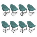 Ver imagem 1 de Kit 08 Cadeiras Poltrona de Jantar Bela Suede Azul Turquesa Base Metálica Industrial Preto -