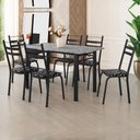 Ver imagem 2 de Conjunto de Mesa Itália com 6 Cadeiras 1,40m Preto / Floral Granito Artefamol Preto Fosc