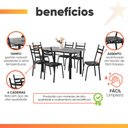 Ver imagem 5 de Conjunto de Mesa Itália com 6 Cadeiras 1,40m Preto / Floral Granito Artefamol Preto Fosc