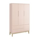 Ver imagem 2 de Dormitório Completo Infantil Classic 3 Portas, Cômoda 6 Gavetas e Berço Rosa Fosco com Pés Madeira N