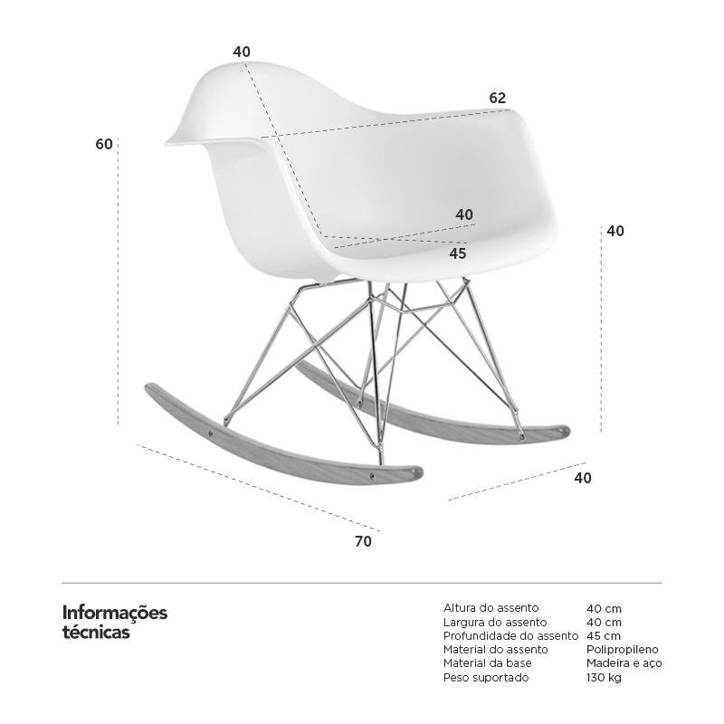 Cadeira de balanço Eames RAR - Base de madeira clara - Branco - 4