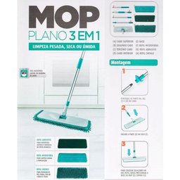 Mop Plano 3 Em 1 Flashlimp Limpeza Pesada Umida Seca Casa Euro Home ALUMINIO - 5