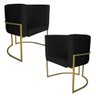 Kit 2 Poltronas Decorativa Luana Base Gold Pu Preto - Montanaris Decor Md Montanaris Decor - 1