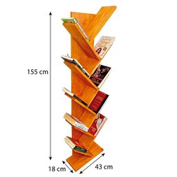Estante de Madeira para Livros Tree Alta Carvalho - 5