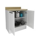 Ver imagem 4 de Balcão com Tampo e Rodapé Cozinha 2 Portas 1 Prateleira 80cm TM4301 MDF Grazi Branco/Carvalho Tropical