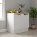 Ver imagem 1 de Balcão com Tampo e Rodapé Cozinha 2 Portas 1 Prateleira 80cm TM4301 MDF Grazi Branco/Carvalho Tropical