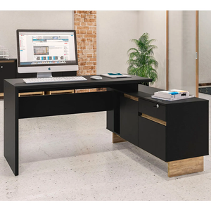 Mesa para Escritório em L 135,5cm Gaveta com Chave Los Angeles 