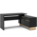 Ver imagem 3 de Mesa para Escritório em L Gaveta com Chave Los Angeles 3 Gavetas 274,4cm Preto E Carvalho Claro