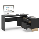 Ver imagem 4 de Mesa para Escritório em L Gaveta com Chave Los Angeles 3 Gavetas 274,4cm Preto E Carvalho Claro