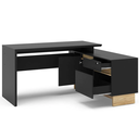 Ver imagem 5 de Mesa para Escritório em L Gaveta com Chave Los Angeles 3 Gavetas 274,4cm Preto E Carvalho Claro