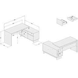 Mesa para Escritório em L 135,5cm Gaveta com Chave Los Angeles  - 7