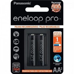 Pilha Recarregável 1,2v Aa 2550mah Eneloop Pro (c-2 Pilhas) Panasonic - Car - 2 - 1 Pilha Recarregável 1,2v Aa 2550mah Eneloop Pro (c-2 Pilhas) Panasonic - Car - 2 - 1