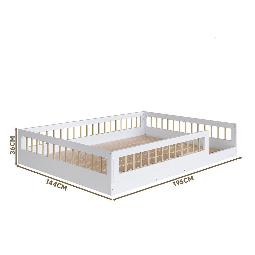 Cama Montessoriana Casal Infantil Com Colchão Branco Aconchego Shop JM - 4