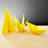 Trio estatuetas Origami G - Tsuru, Barquinho e Avião:Amarelo - 1