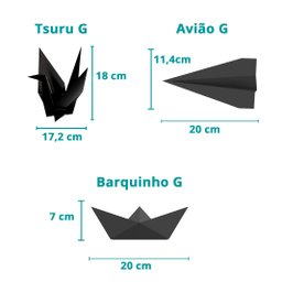 Trio estatuetas Origami G - Tsuru, Barquinho e Avião:Amarelo - 4