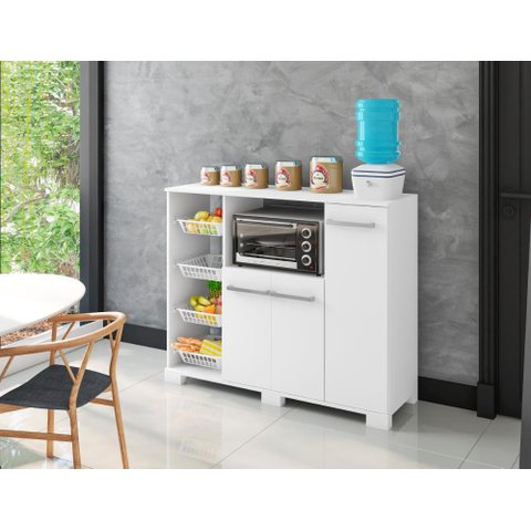 Balcão Fruteira Multiuso 3 Portas 4 cestos Quênia