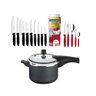KIT - Panela de Pressão 4,5 Grafite + 1 Faqueiro Vermelho 30pç + 1 Conjunto Facas 9pç - - 1