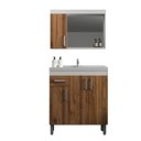 Ver imagem 2 de Gabinete de Banheiro 80cm com Cuba e Espelheira Branco/Amêndoa