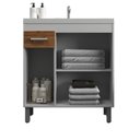 Ver imagem 4 de Gabinete de Banheiro 80cm com Cuba e Espelheira Branco/Amêndoa
