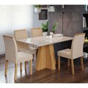 Ver imagem 1 de Conjunto Sala de Jantar Mesa Maite 130x80 cm e 4 Cadeiras Juliana Cimol Nature/Off White/Madeira/Nud
