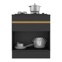 Ver imagem 4 de Balcão Cozinha para Cooktop 70cm com Rodapé 1 Porta 1 Gaveta Veneza Multimóveis V2118 Preto/dourado