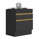 Ver imagem 1 de Balcão Cozinha para Cooktop 70cm com Rodapé 1 Porta 1 Gaveta Veneza Multimóveis V2118 Preto/dourado