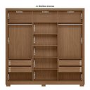Ver imagem 4 de Guarda-Roupa Casal Frisado 3 Portas de Correr 4 Gavetas com Espelho e Pés Dallas Marrom/Carvalho/Fendi