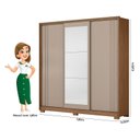 Ver imagem 3 de Guarda-Roupa Casal Frisado 3 Portas de Correr 4 Gavetas com Espelho e Pés Dallas Marrom/Carvalho/Fendi