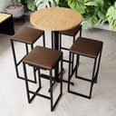 Ver mais imagens de Conjunto Mesa Alta Bar Bistrô Redonda Pinus 4 Bancos Estofado Industrial Black Don Castro Decor Indu