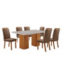 Ver imagem 2 de Mesa de Jantar Eloise 180cm Tampo MDF Vidro Canto Copo com 6 Cadeiras Aline