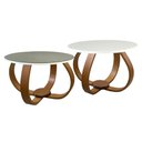 Ver imagem 1 de Conjunto Mesa de Centro e Lateral Pés Cebola Composê Espelhada Branco