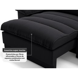 Sofá Plaza 2,00m Retrátil e Reclinável Velosuede - Netsofas - 5