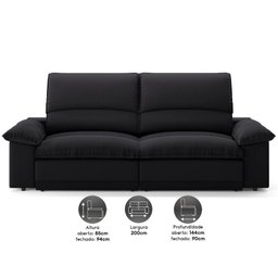 Sofá Plaza 2,00m Retrátil e Reclinável Velosuede - Netsofas - 2