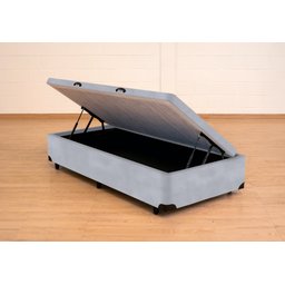 Cama Box Baú Solteirão Serenelife - Suede Cinza Claro - 5