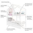 Ver imagem 5 de Beliche Casinha com Janela com 02 Gavetas e Grade de Proteção Madeira Maciça Branco- Rosa Housin