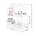 Ver imagem 6 de Beliche Casinha com Janela com 02 Gavetas e Grade de Proteção Madeira Maciça Branco- Rosa Housin