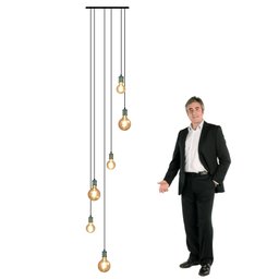 Lustre para Sala Pratic 6 Lâmpadas Dourado Pé Direito Alto - 2