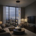 Ver imagem 5 de Lustre para Sala Pratic 6 Lâmpadas Dourado Pé Direito Alto